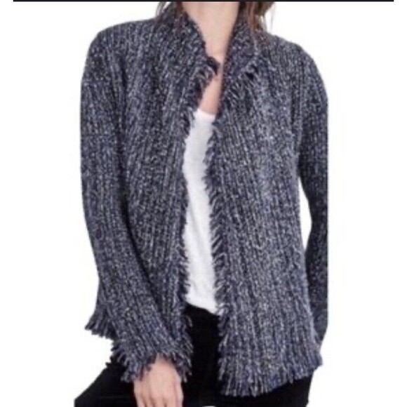 Velvet By Graham & Spencer Tweed Knit Open Front Cardigan Sweater Small - Picture 2 of 5